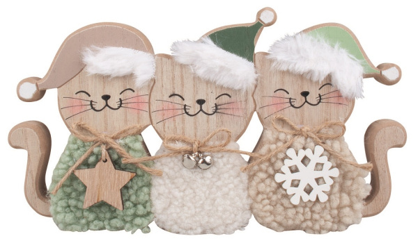 Kočky s kožíškem dřevěné na postavení 25 x 14 x 2 cm Anděl Přerov s.r.o.