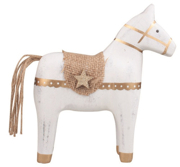Kůň se zlatým dekorem dřevěný na postavení 17 x 18,5 x 5 cm Anděl Přerov s.r.o.