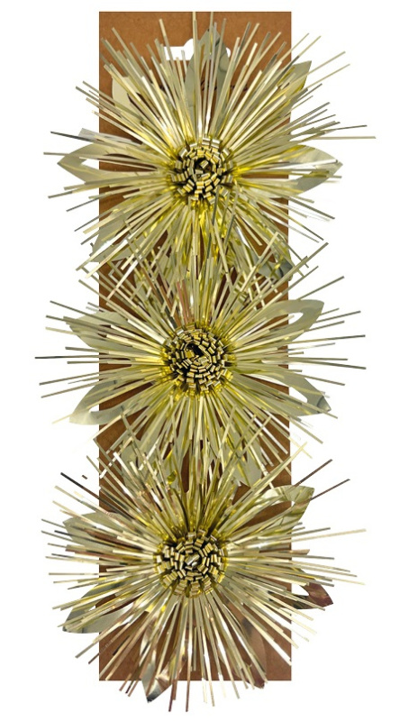 Rozeta dárková samolepicí květy zlaté 11,5 x 5 x 11,5 cm, 3 ks Anděl Přerov s.r.o.