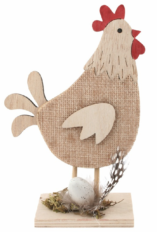 Slepice dřevěná s vajíčkem 10 x 15 x 4 cm na postavení Anděl Přerov s.r.o.