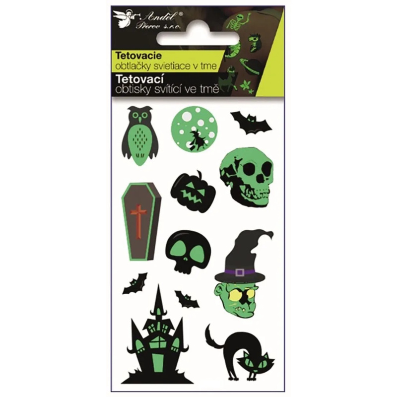 Tetovací obtisky svítící ve tmě Halloween 10,5 x 6 cm Anděl Přerov s.r.o.