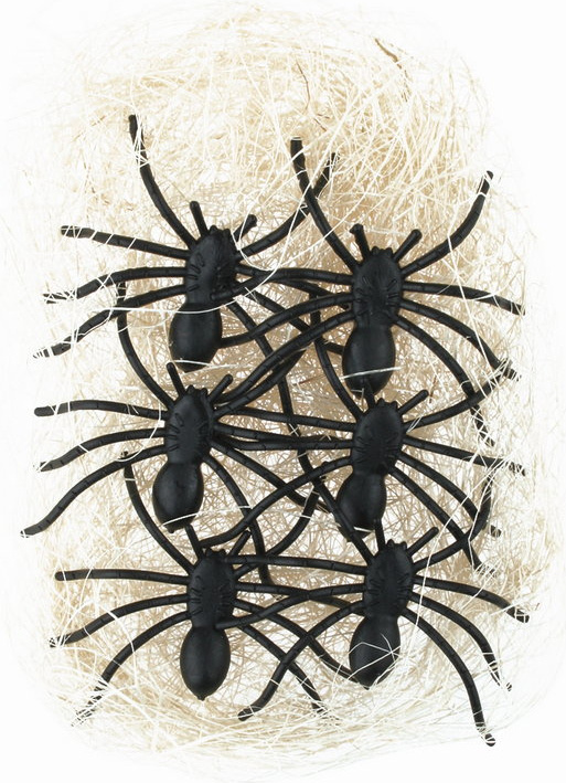 Pavouci se slámou k dekorování 5 x 1 x 4 cm, 6 ks v sáčku Anděl Přerov s.r.o.