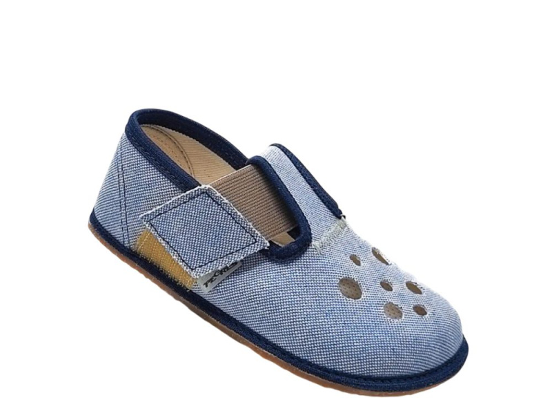 Barefoot chlapecké přezůvky Pegres BF03 textil - modrá - 22
