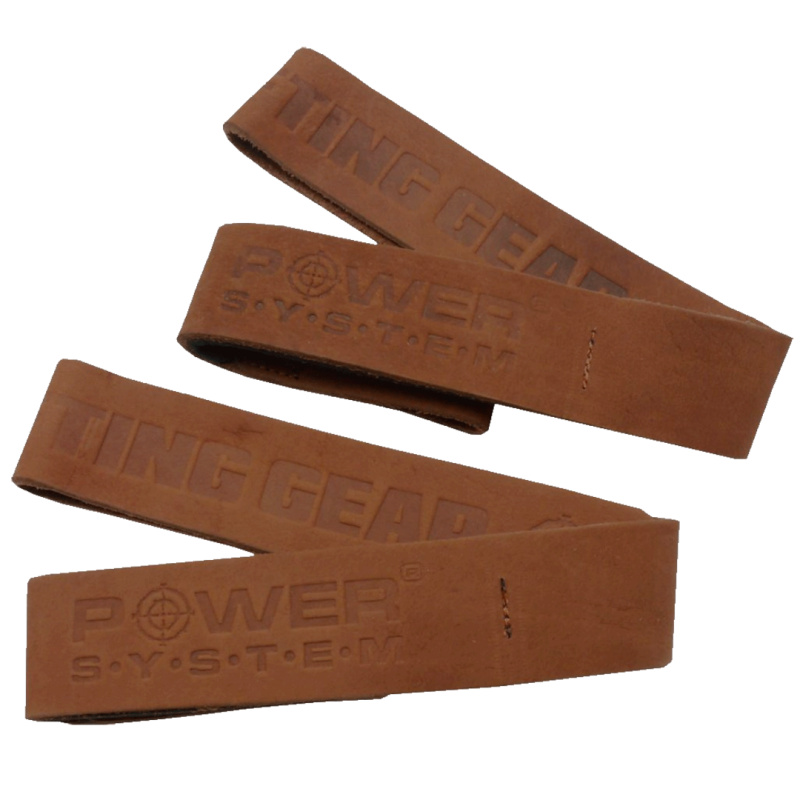 Power System Posilovací kožené trhačky Leather Lifting Straps - červená