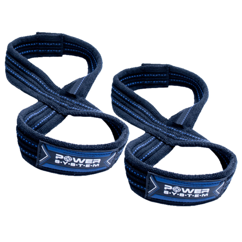 Power System silový popruh LIFTING STRAPS FIGURE 8 - černá+modrá L/XL