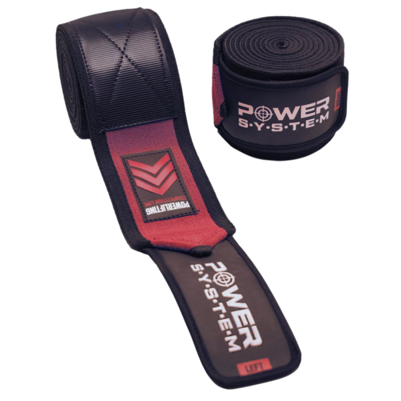 Power System Extra pevné bandáže na kolena Knee Wraps Extreme 3730 - červené