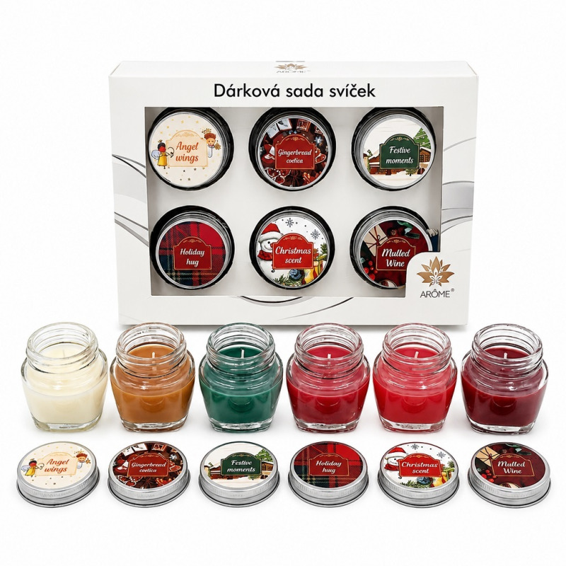 ARÔME - Dárkový set svíček s přáním - WINTER  Set 6× mix svíček 28 g