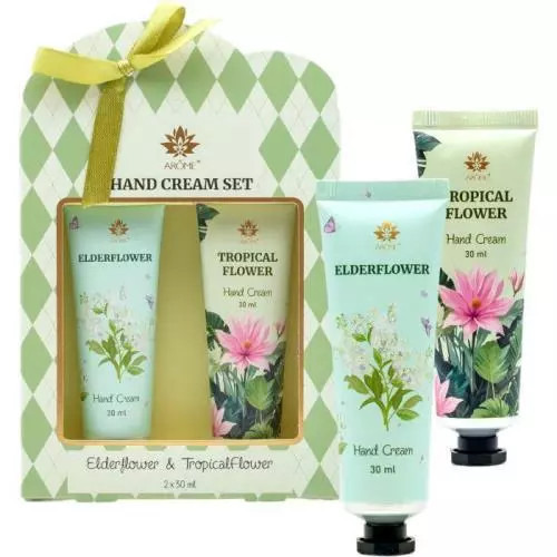 ARÔME - Elderflower and Tropical Flower  Dárková sada 2 mini krémy na ruce