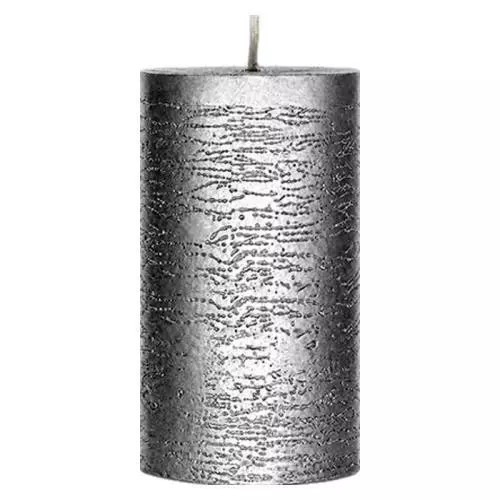 Arôme Rustikální svíčka metalická stříbrná 5x8cm
