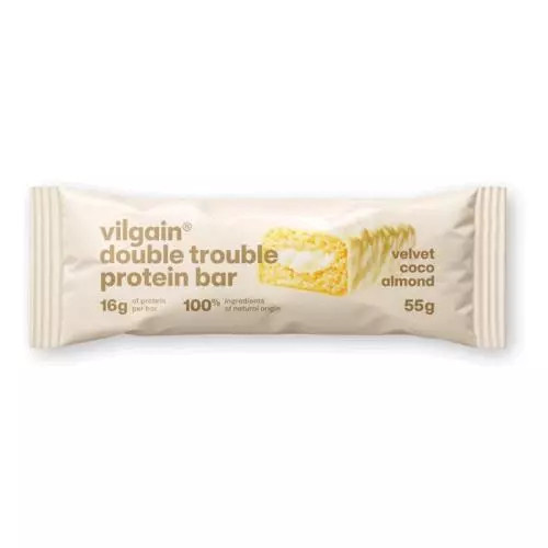 Vilgain Double Trouble Protein Bar Proteinová kokosová tyčinka v bílé čokoládě