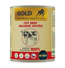 IRONpet Gold Dog Hovězí krájená svalovina, konzerva 800g