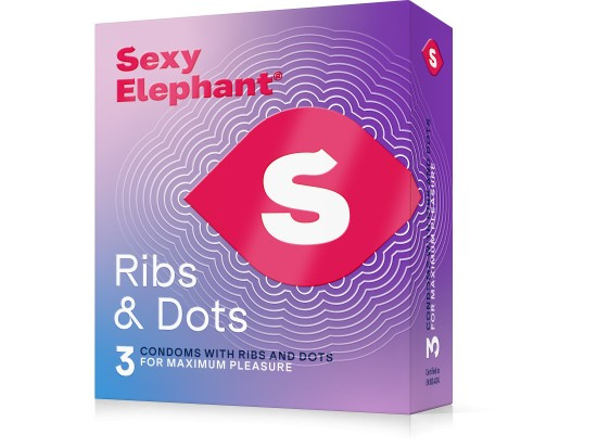 Sexy Elephant Vroubkované kondomy Ribs & Dots 3 ks