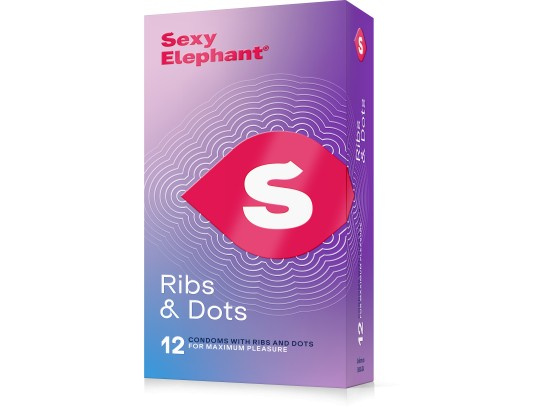 Sexy Elephant Vroubkované kondomy Ribs & Dots 12 ks