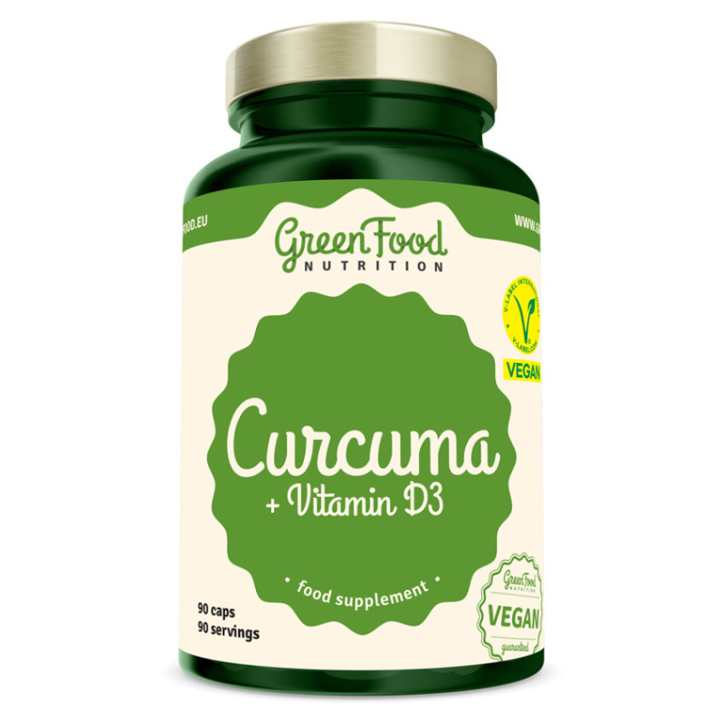 GreenFood Curcuma (Kurkuma) + Vitamín D3 60 kapslí