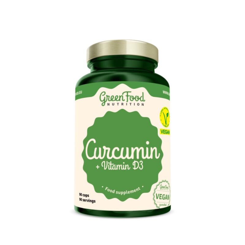 GreenFood Curcuma (Kurkuma) + Vitamín D3 60 kapslí