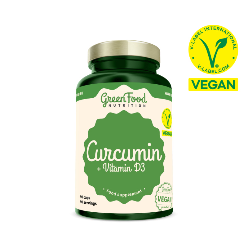 GreenFood Curcuma (Kurkuma) + Vitamín D3 60 kapslí