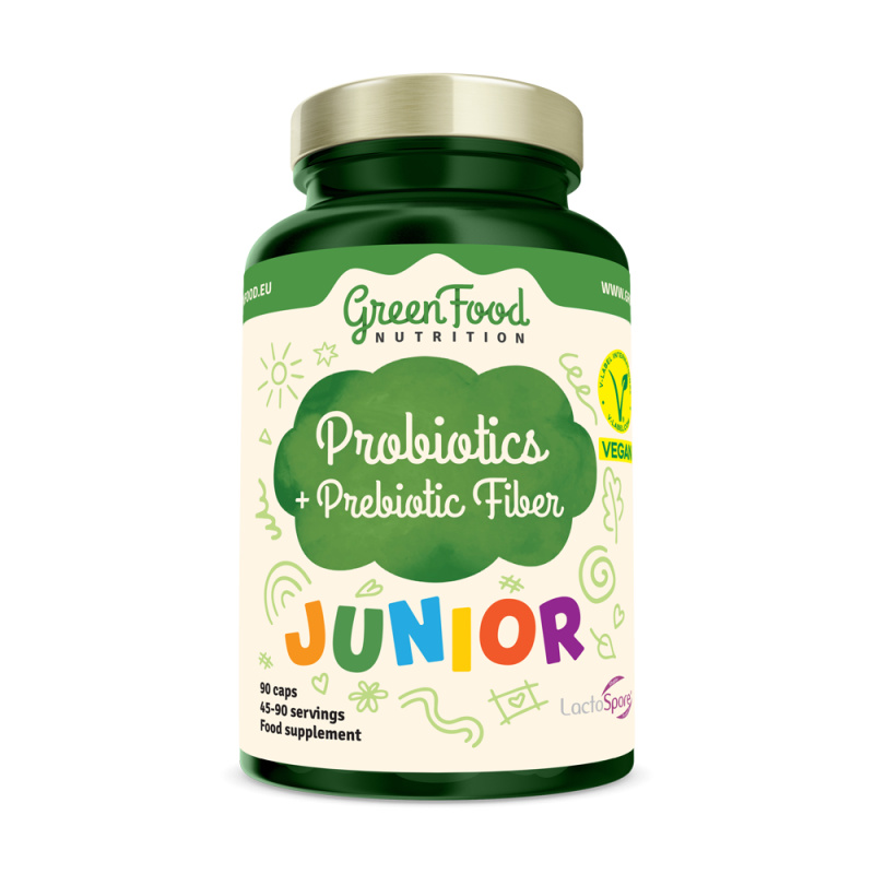 GREENFOOD NUTRITION Junior Probiotics + Prebiotic Fiber 90 kapslí