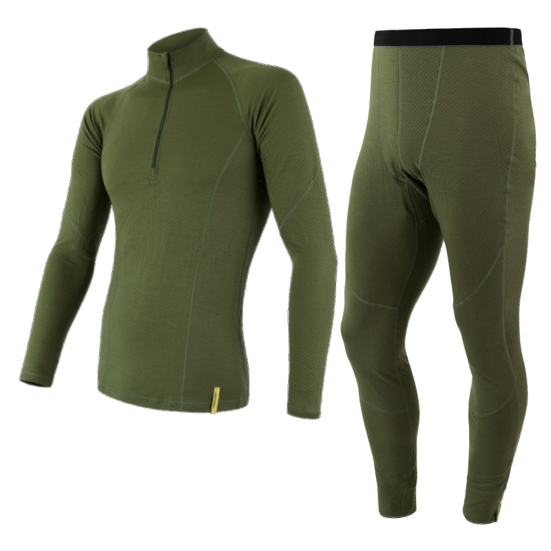 EGLOO Merino EGLOO DF MERINO ZipperNeck BaseSet pánské triko dl.rukáv ZIP+spodky, zelená Velikost: XXL