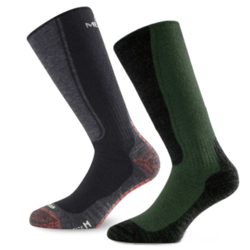 LASTING merino ponožky WinterSki&Hike WSM 2-PACK černá+zelená