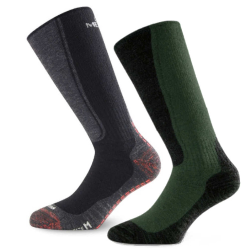 LASTING merino ponožky WinterSki&Hike WSM 2-PACK černá+zelená