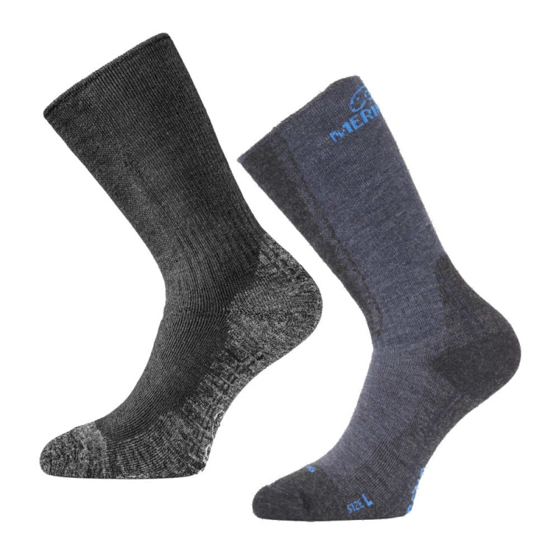 LASTING merino ponožky WinterSki&Hike WSM 2-PACK černá+modrá