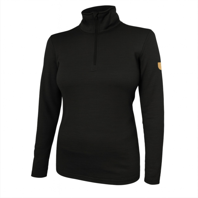 EGLOO MERINO DF WARM SKADI dámské triko krátký zip, černá Velikost: M