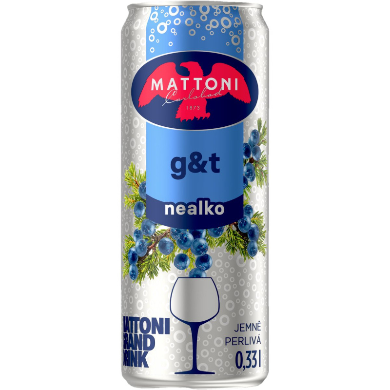 Mattoni Nealko drink G&T plech