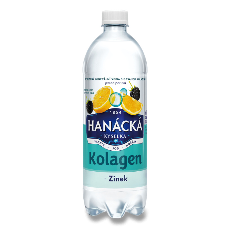 Hanácká kyselka Kolagen - ochucená minerální voda - ostružina a citron, 700 ml