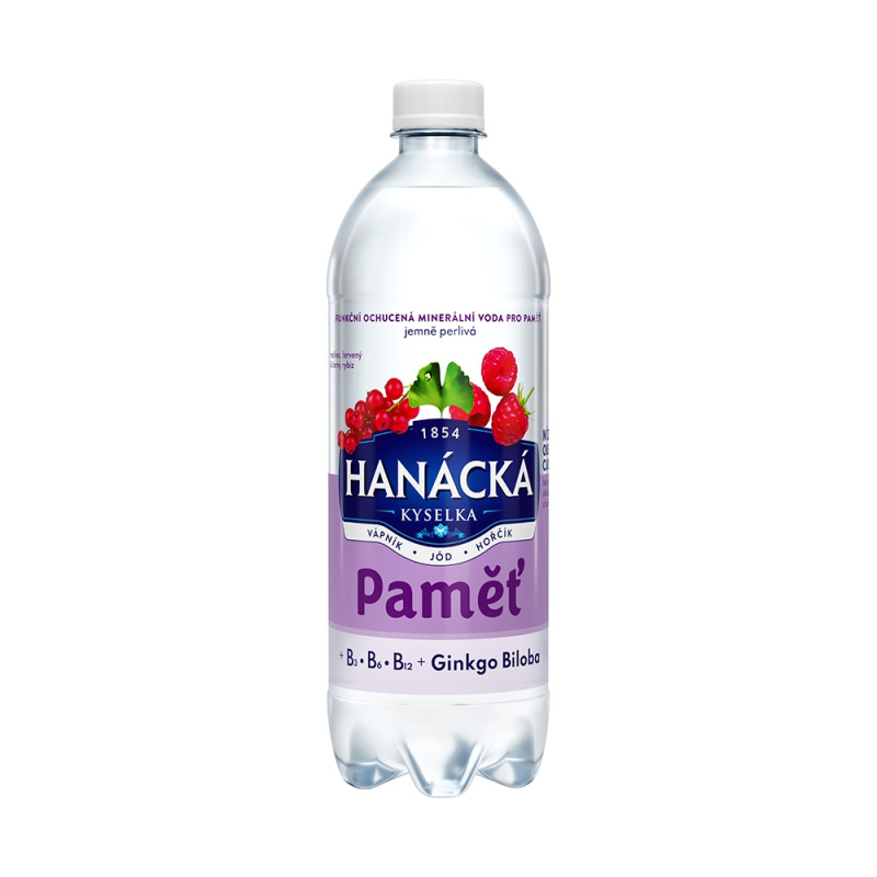 Hanácká kyselka Paměť - ochucená minerální voda - rybíz, malina a ginkgo, 700 ml