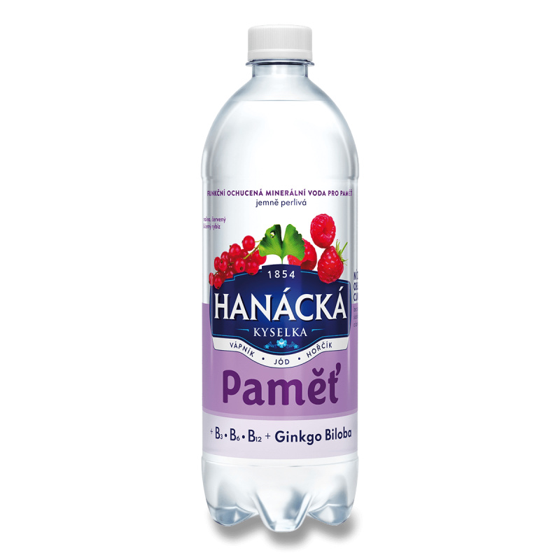 Hanácká kyselka Paměť - ochucená minerální voda - rybíz, malina a ginkgo, 700 ml