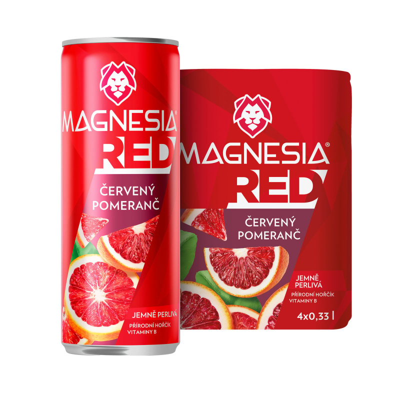 Magnesia Red - ochucená minerální voda - Červený pomeranč, 0,33 l