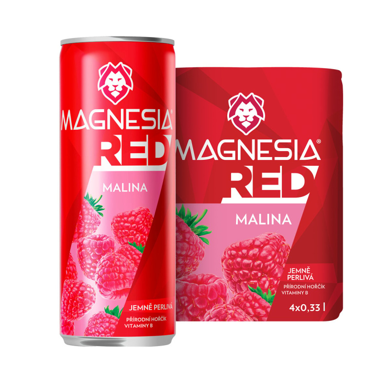 Magnesia Red - ochucená minerální voda - Malina, 0,33 l