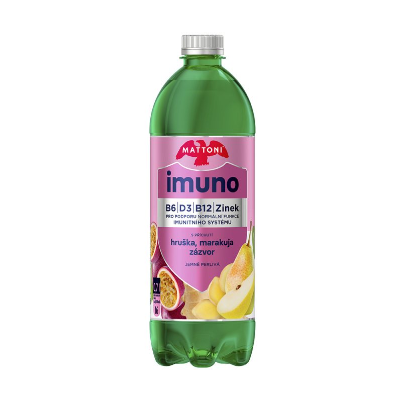 Mattoni Imuno - minerální voda - hruška & marakuja & zázvor, 700 ml