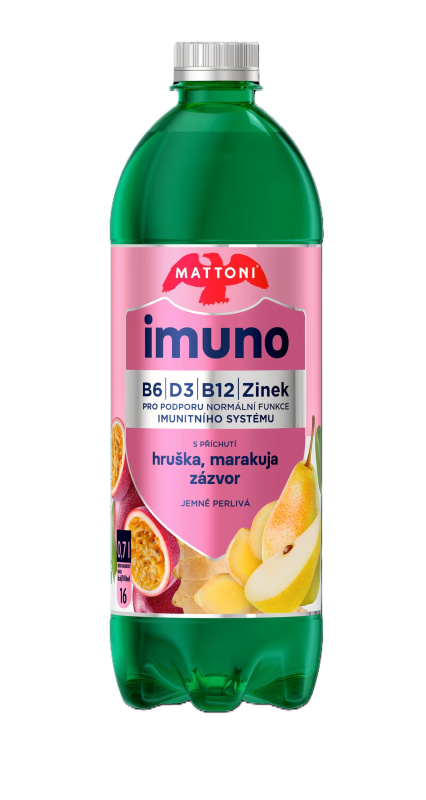 Mattoni Imuno - minerální voda - hruška & marakuja & zázvor, 700 ml