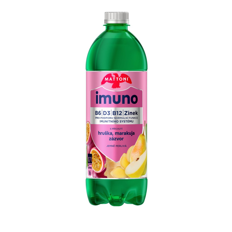 Mattoni Imuno - minerální voda - hruška & marakuja & zázvor, 700 ml
