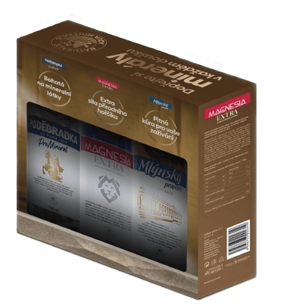 Poděbradka + Magnesia Extra + Mlýnský pramen dárkové balení 3x700 ml