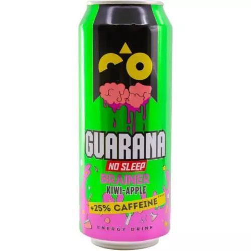 Guarana Kiwi a jablko brainer energetický nápoj plech