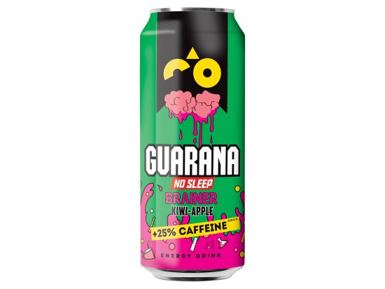 Guarana Kiwi a jablko brainer energetický nápoj plech