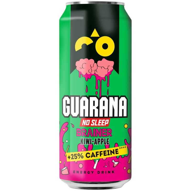 Guarana Kiwi a jablko brainer energetický nápoj plech