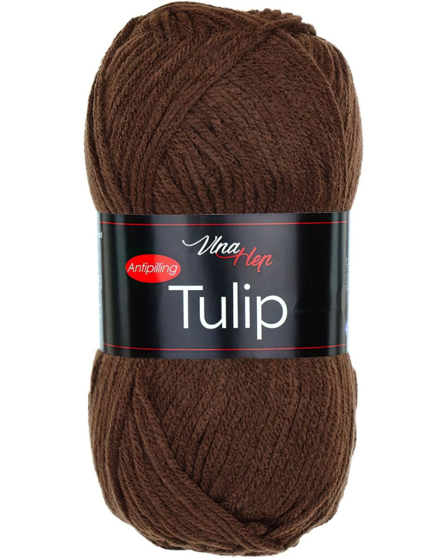Pletací / háčkovací příze Vlna-Hep TULIP 41057 tmavě hnědá, jednobarevná, antipillingová, 100g/170m