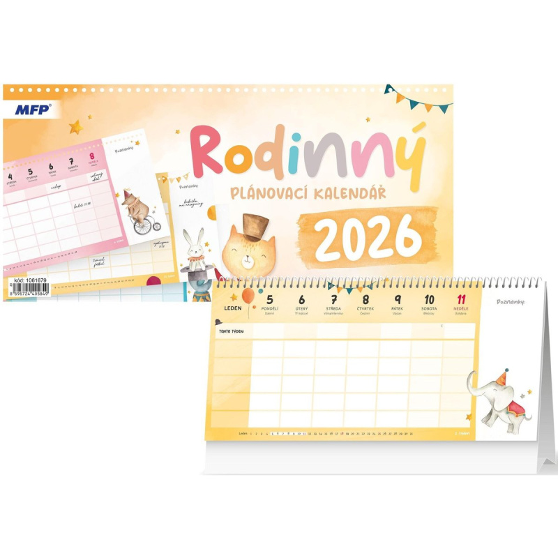 Stolní Rodinný plánovací kalendář 2026