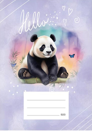 Školní sešit LUX A5 širší linka 20ls 523 MFP, lamino desky - Panda