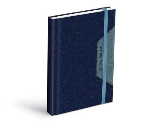 Diář 2026 D801 PU blue/dark blue s gumkou -  Autor Neuveden
