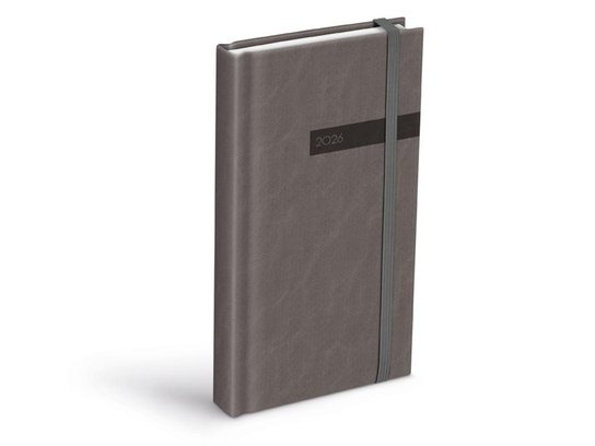 Diář 2026 D802 PU s gumkou gray 90x170mm -  Autor Neuveden