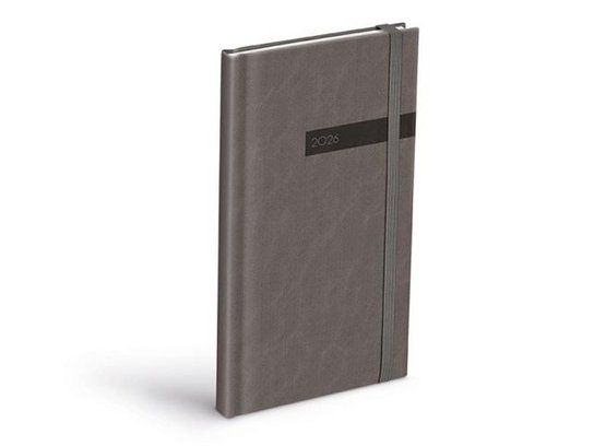 Diář 2026 T806 PU s gumkou gray