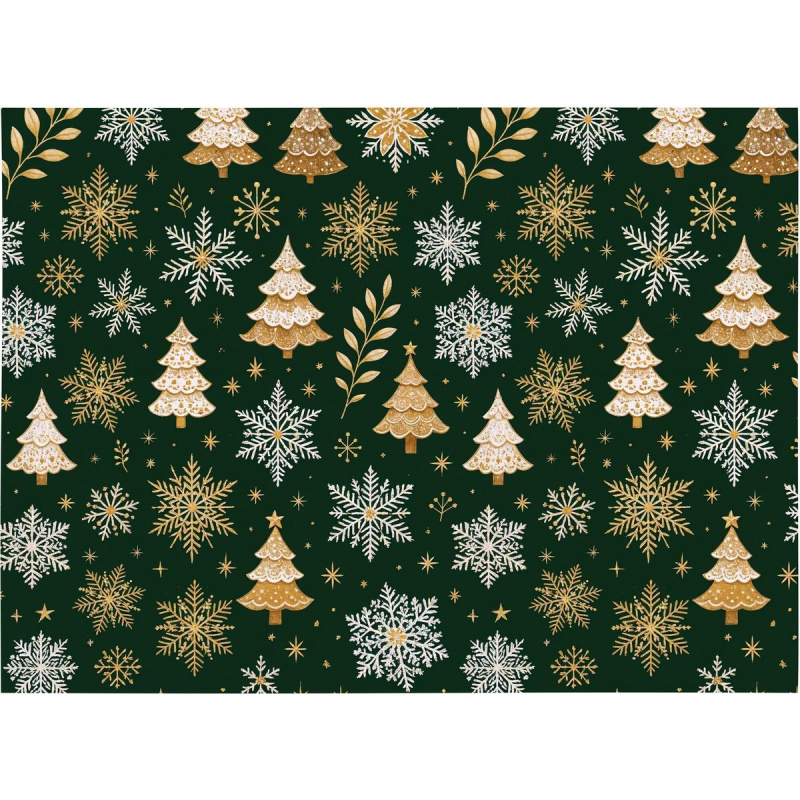 Vánoční balicí papír – zelený, 100×70 cm