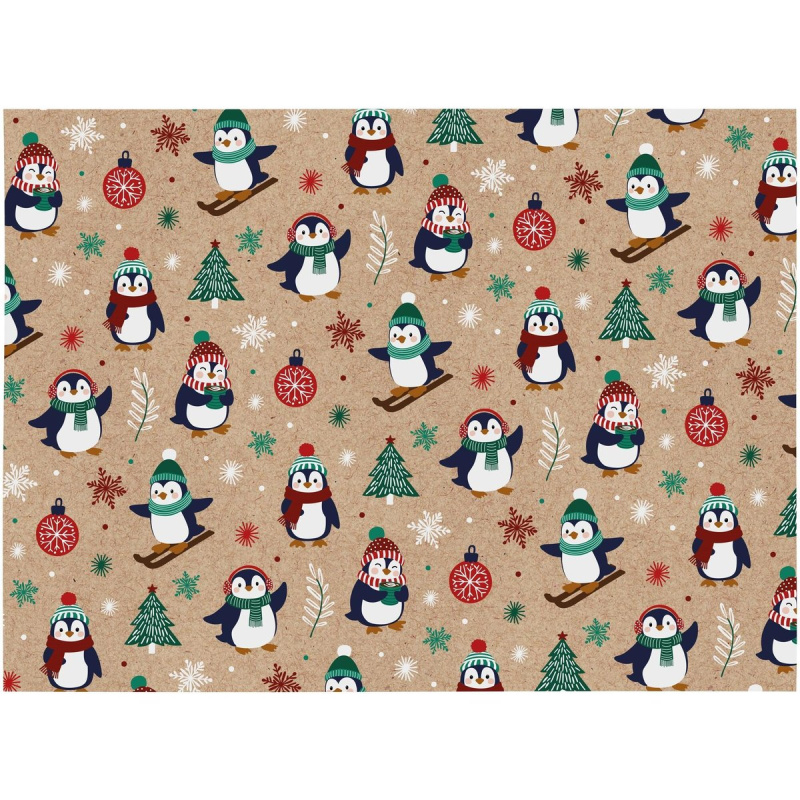 Vánoční balicí papír – s tučňáky, 5×100×70 cm