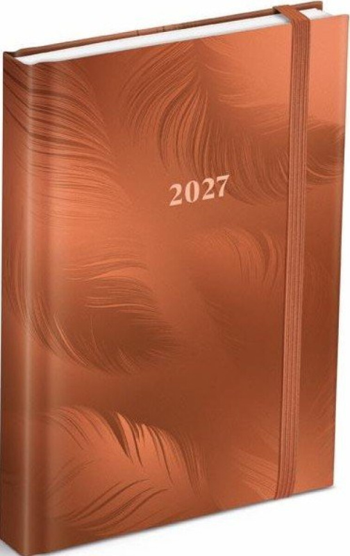 Denní diář 2027 MFP A5 D801 Lamino s gumkou Ornament hnědý