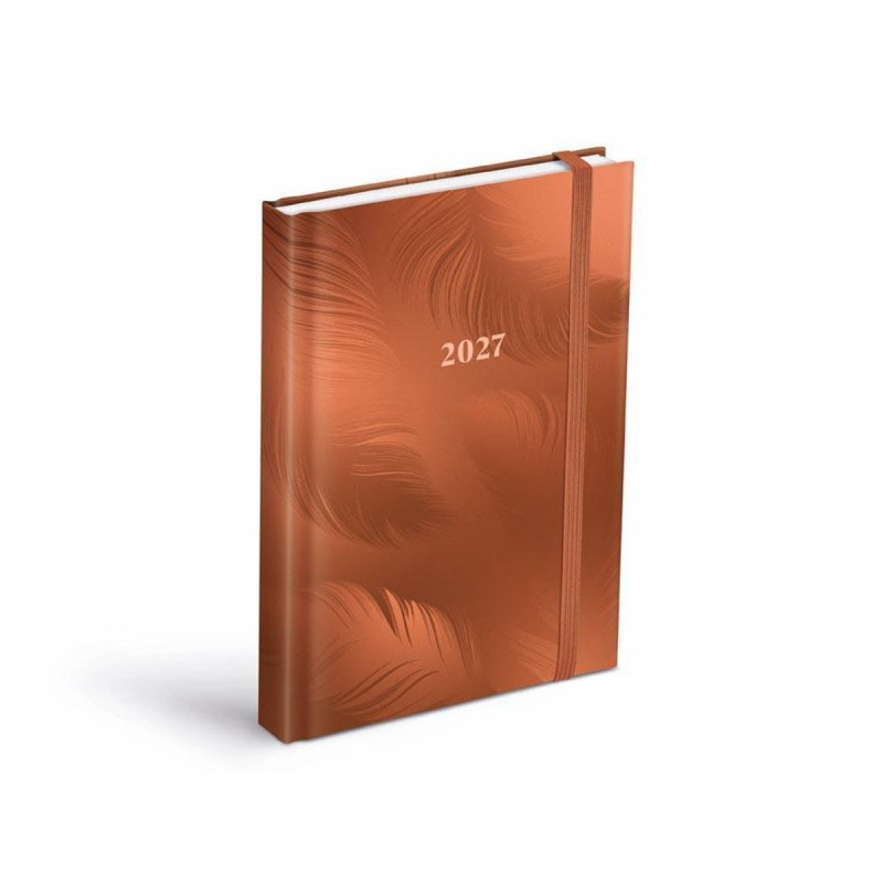 Denní diář 2027 MFP A5 D801 Lamino s gumkou Ornament hnědý