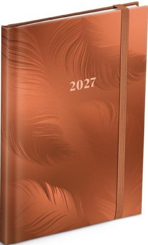 Týdenní diář 2027 MFP A5 T805 Lamino s gumkou Ornament hnědý